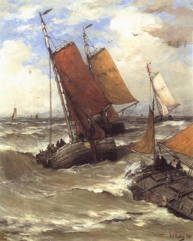 Hendrik Willem Mesdag Terug van de Vischvangst oil painting image